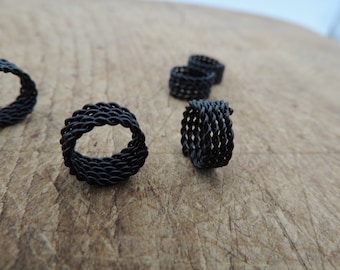 dread bead, black twisted pattern, berad ring