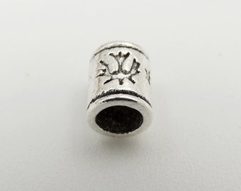 Dreads beads, simple ring with pattern, silver color, beard ring