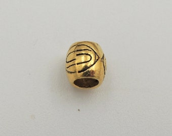 Dreads beads, round with pattern, gold impression, beard ring