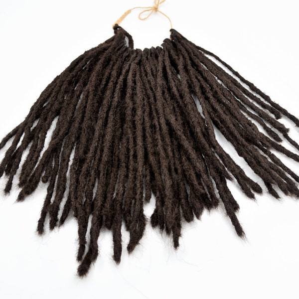 synthetic dreads, brown, round ends, 30cm long, single ended dreadlocks