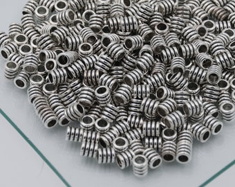 Dreads beads, grooved, silver impression, beard ring