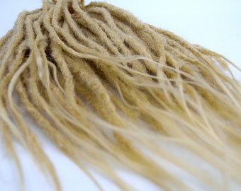 Synthetic dreadlocks, platinum blonde, mid-length, brush ends, single dreads