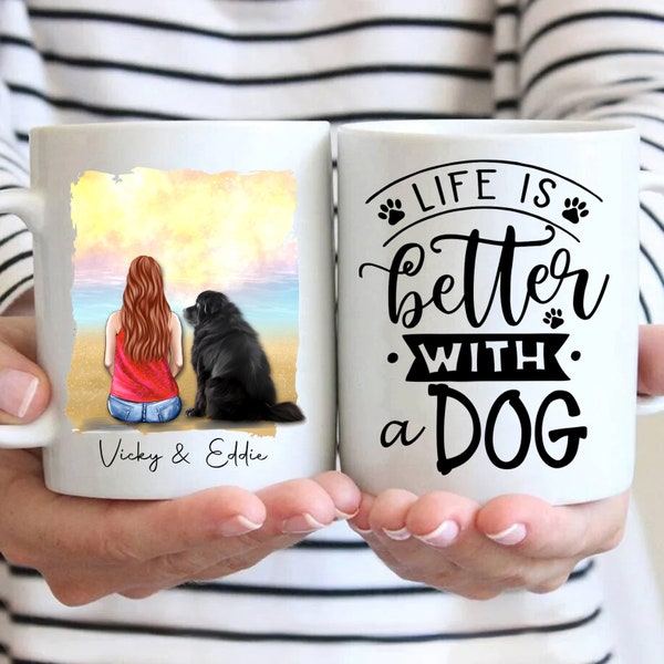 Personalised Mug Gift Life Is Better With A Dog Customised Dog And Girl Ceramic Mug Gift Dog Lover Gift Mothers Day Christmas Gift SUN