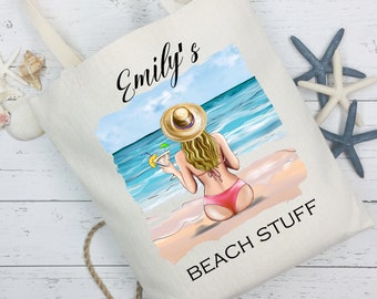 Personalised Tote Bag Beach Bag Summer Gift Hen Party Travelling Customised Beach Bag Friends Gift Self Care Gift Summer Gifts For Her Bride