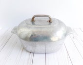 Vintage 1930s Wagner Ware Roasterette Sidney O Magnalite Aluminum Oval Pan Dutch Oven Lid Art Deco Wagnerware Rare