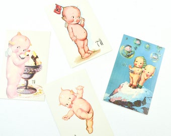 1972 Vintage Kewpie Postcard Paper Ephemera Scrapbooking Cupid Cupie Rose O'Neill Unused Ice Cream