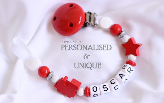 Dummy Clip With Ribbon Red Train Personalised Dummy Etsy