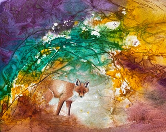 Fox in the Woods - Fine Art Giclée Print on Watercolor Paper from Original Watercolor Painting - Fox Animal Art