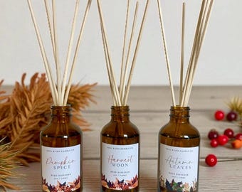 Fall Reed Diffuser | Pumpkin Spice Diffuser Set | Autumn Home Fragrance Gift