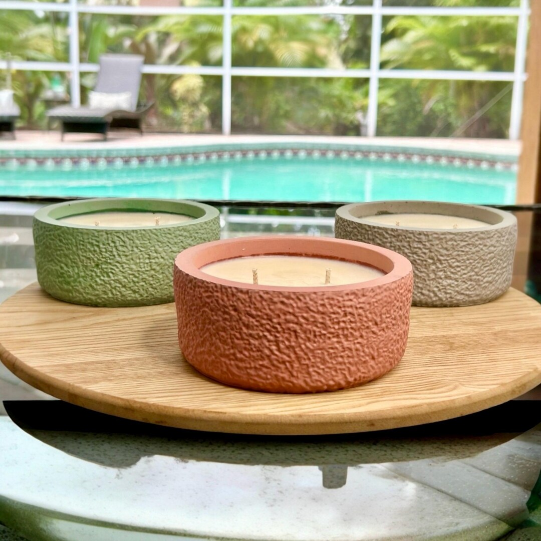 Citronella Candles Outdoor Non Toxic Soy Wax - Colorful Concrete, Lemon ...