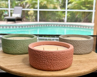Outdoor Citronella Candle, Handmade Soy Wax Concrete Candles, Mother's Day Gifts, 5 Colors, Lemon Verbena Citronella