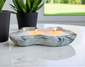 Concrete Wave Bowl Sand Candle: Modern Home Centerpiece with Fragrance Oil