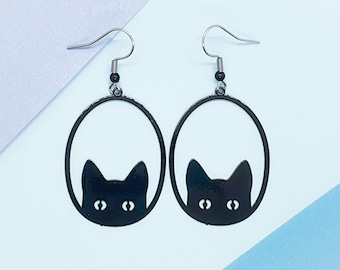 Yeux de Chat Noirs – Boucles d’Oreilles