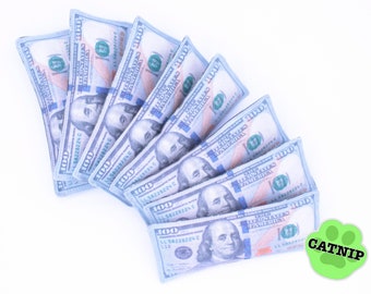 Zabawka z kocimiętką - banknoty 100-dolarowe