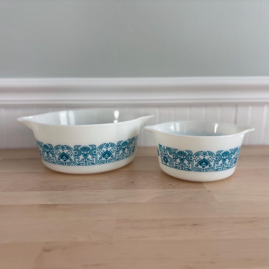 Vintage Pyrex Horizon Blue Casserole Dishes, Set of 2, Mid-century ...