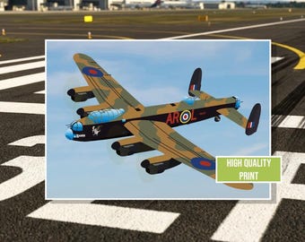 Impresión artística de pared del Avro Lancaster de la Batalla de Gran Bretaña de la Royal Air Force con personalización gratuita.