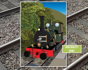 Lámina del ferrocarril de Talyllyn Dolgoch / Pequeños trenes de Gales / Póster del ferrocarril de vapor galés / Arte mural ferroviario vintage