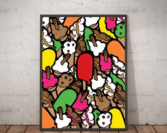 Pop art ice cream poster print available in multiple sizes