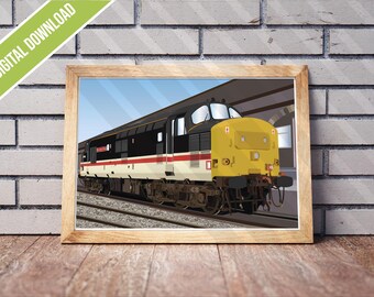 BR Class 37 “Mary Queen of Scots” Digital Download | InterCity Locomotive Wall Art | British Rail Train Print | Railway Enthusiast Gift
