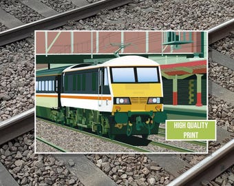 Intercity, Mainline, British Rail Class 90, digitale muurkunstprint met gratis personalisatie