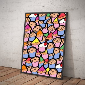 Cupcakes and muffins kitchen wall poster art