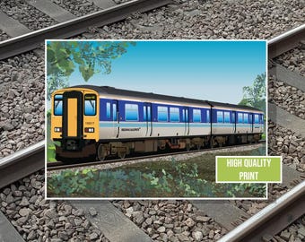Impresión artística de pared personalizable gratuita de la clase 150 de British Rail en diferentes diseños.