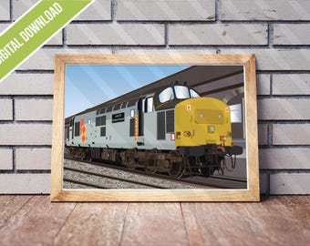 Class 37 37413 Loch Eil Outward Bound Art Print | Railfreight Distribution Two Tone Grey Locomotive | British Railway Wall Art