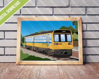 BR Class 142 Pacer Train Poster | Tyne Yellow Railway Art (Digital Download)
