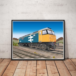 Class 47 British Rail Locomotive Customisable Wall Art Print – Perfect Gift for Rail Enthusiasts
