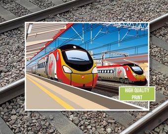 British Rail Class 390 Pendolino-posterprint in verschillende kleuren met gratis personalisatie