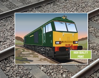 British Rail Class 60 Locomotive Art Print Gepersonaliseerde treinposter verkrijgbaar in verschillende kleuren