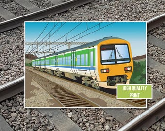 Impresión artística de pared personalizable gratuita de la clase 323 de British Rail en diferentes diseños.