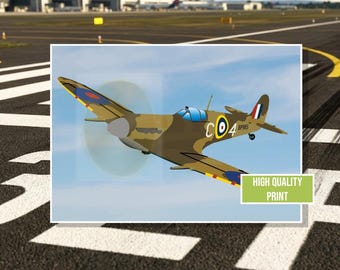 Lámina artística del Supermarine Spitfire de la Batalla de Gran Bretaña de la Royal Air Force con personalización gratuita