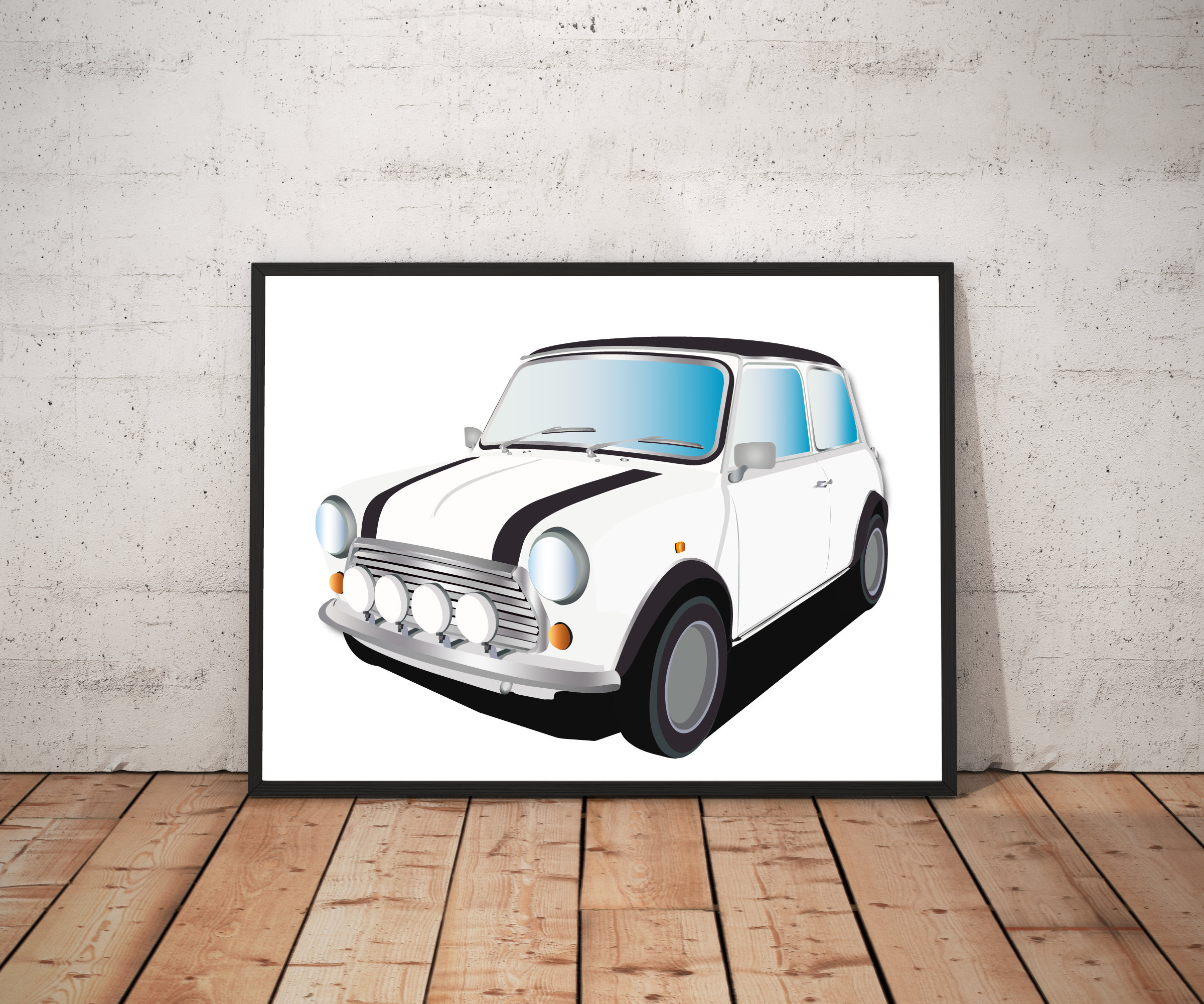 Classic Mini Cooper Digital Art Print With Personalised - Etsy