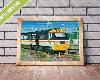 Intercity 125 Swallow Livery Train Art Print | UK Railway Poster | Class 43 (Digital Download)