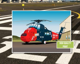 Impresión digital de arte mural de RAF Rescue, Royal Navy Westland Wessex con personalización gratuita