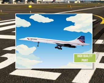 Concorde wall art print in various liveries and with free personalisation available