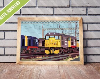 Bescot Diesel Locomotives Poster, British Rail Train Art, Railway Print (Digital Download)