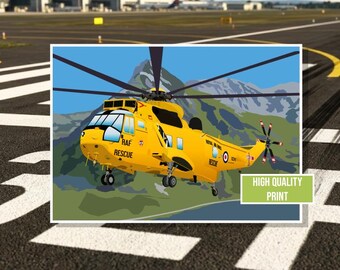 Sea King RAF Rescue, Royal Navy wall art print with free personalisation