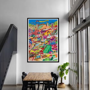 Impressão Pop Art Vintage de Parque de Diversões: Giclée Retro de Parque de Diversões