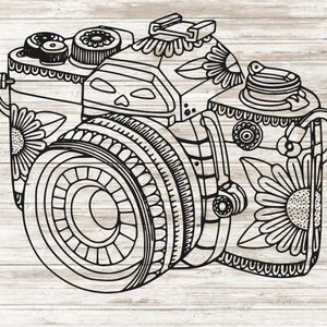 Kamera svg, Mandala Zentangle SVG PNG digitale Datei