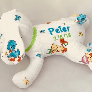 Customized Memory Plush Dog: Unique Keepsake Crafted from Baby&#39;s Hospital Blanket - Personalized Gift