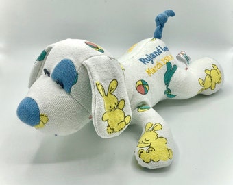 Stuffed Memory Dog made out of your baby's newborn receiving hospital blanket