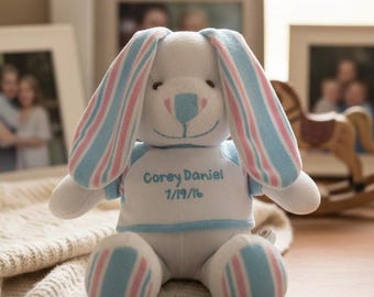 Memory Bunny From Baby Blanket, Hospital Blanket Keepsake, Personalized Newborn Gift