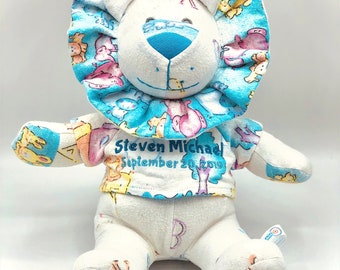 Stuffed Memory Lion made out of your baby's newborn receiving hospital blanket