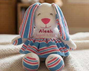 Custom Memory Bunny Girl – Handmade Keepsake from Baby Blanket