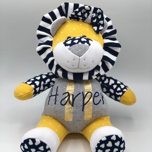 Keepsake Stuffed Lion made out of your favorite baby or adult outfits or clothes