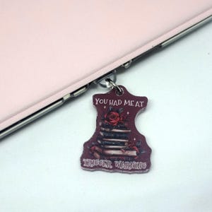 Dark Romance Kindle Charm Dust Plug | Trigger Warning Book Charm (C-Type)