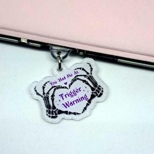 Dark Romance Kindle Dust Plug | Trigger Warning Charm | USB-C or Lightning Bookish Gift