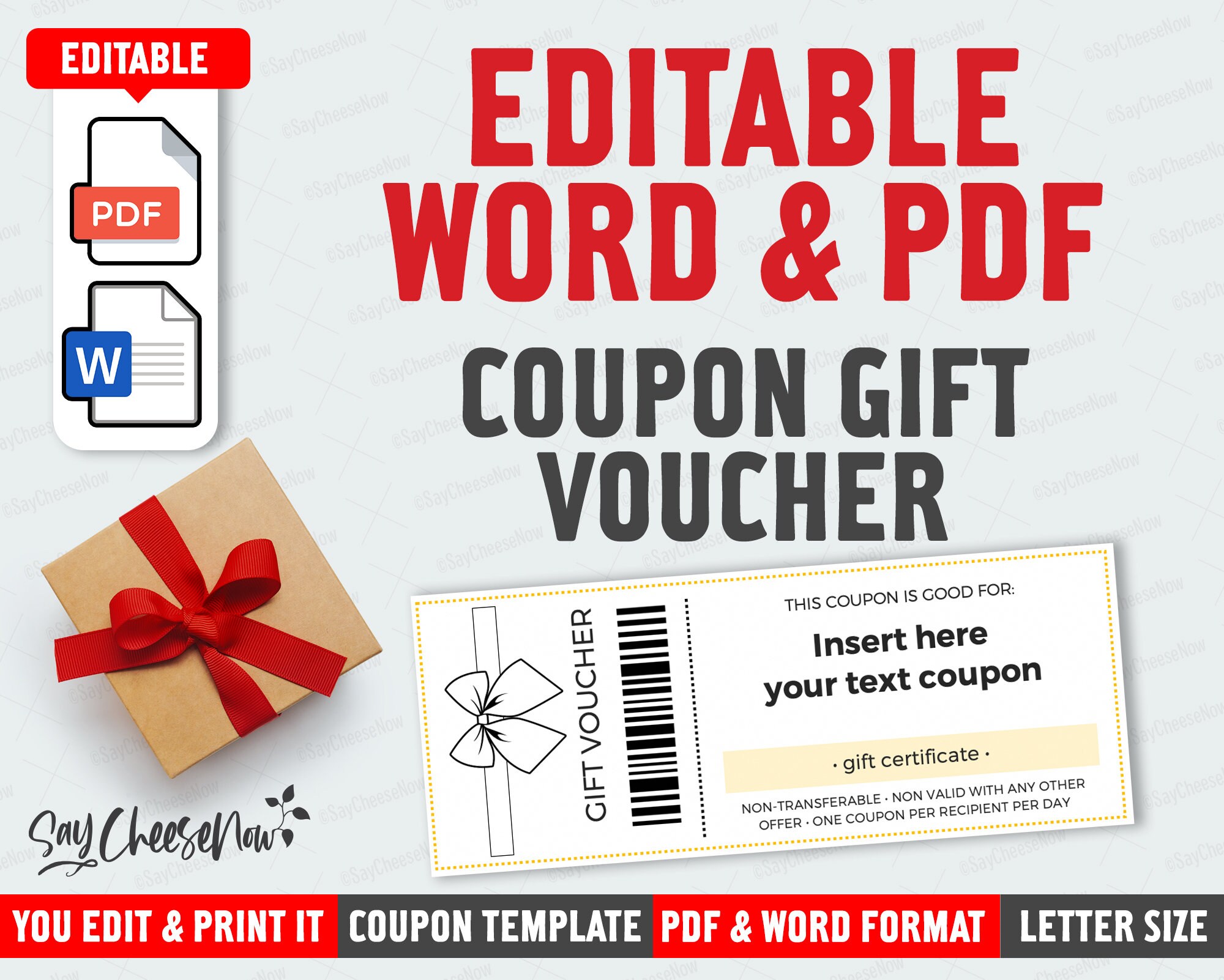 Coupon Voucher Template Editable Printable Template Gift Etsy